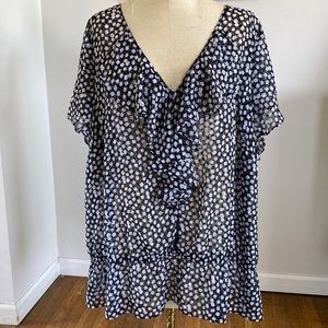 Lane Bryant 26/28 black and white sheer top